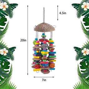 img 3 attached to 🦜 EBaokuup Large Bird Parrot Toys: Colorful Wooden Blocks for Chewing, Bite Toy for Macaws, Cockatoos, African Greys and Large Medium Parrot Birds