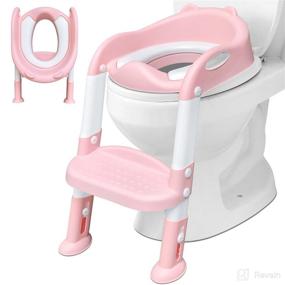 img 4 attached to 🚽 Kids' Potty Training Toilet Seat with Step Stool Ladder - Comfortable Toddlers' Chair, Anti-Slip Pads, Safe Handle, Soft Cushion - Toilet Training Seat for Boys and Girls (Pink)