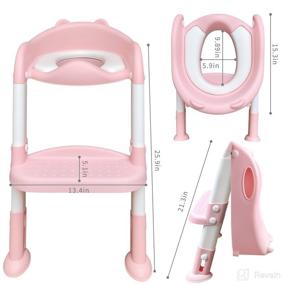 img 3 attached to 🚽 Kids' Potty Training Toilet Seat with Step Stool Ladder - Comfortable Toddlers' Chair, Anti-Slip Pads, Safe Handle, Soft Cushion - Toilet Training Seat for Boys and Girls (Pink)