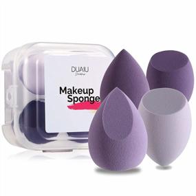 img 4 attached to Makeup Sponge DUAIU 4 Pack Beauty Blender Foundation Sponges Set 4 Color Latex Free Blender Beauty Makeup Sponges With 1 Sponge Holder Case (Morandi Purple)