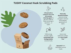 img 2 attached to TUSHY Brush: Lemon & Tea Tree Oil-Infused Coconut Husk Scrubbing Pads - The Eco-Friendly Toilet Brush Kit with Brush and Holder