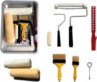 complete diy paint roller kit with metal tray and 12 piece set - roller cover, liner, brush, tape, stick and opener логотип