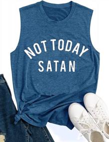 img 3 attached to Women'S Sleeveless Casual Tank Top - "Not Today Satan" Summer Shirt For Ultimate Style