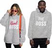 his and hers matching couple hoodies set - the boss & the real boss logo