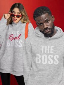 img 2 attached to His And Hers Matching Couple Hoodies Set - The Boss & The Real Boss