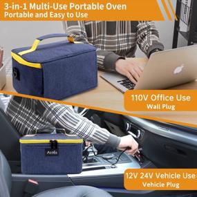 img 3 attached to Aotto Portable Food Warmer: Mini Oven 2-In-1 Car Warmer And 3-In-1 Heated Lunch Box For Work - 12V 24V 110V In Black & Navy Blue Bundle