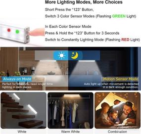 img 3 attached to 💡 Wireless Rechargeable Motion Sensor Closet Lights - 3 Pack with 3 Lighting Modes and 20 LED, Ideal for Wardrobe, Cupboard, Kitchen, and Stairs