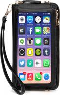 stay stylish and secure with women's touch screen wristlet handbag with rfid protection logo
