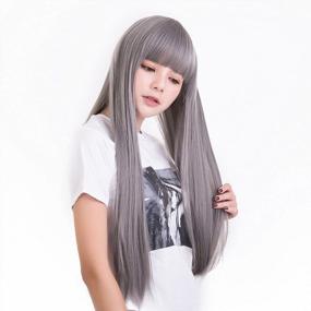 img 1 attached to Anxin Long Grey Synthetic Wig With Bangs - Perfect For Black Women'S Cosplay And Costume Parties