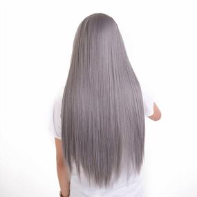 img 3 attached to Anxin Long Grey Synthetic Wig With Bangs - Perfect For Black Women'S Cosplay And Costume Parties