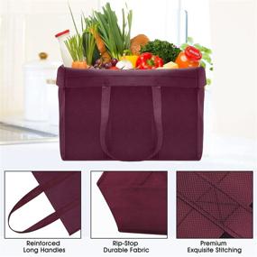 img 3 attached to Get WISE With 10 Pack Reusable Grocery Shopping Bags - Large Foldable Totes With Long Handles In Assorted Colors