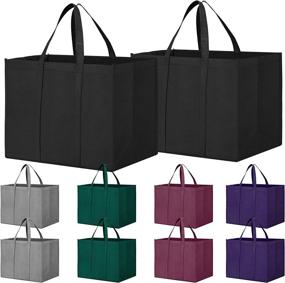 img 4 attached to Get WISE With 10 Pack Reusable Grocery Shopping Bags - Large Foldable Totes With Long Handles In Assorted Colors