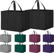 get wise with 10 pack reusable grocery shopping bags - large foldable totes with long handles in assorted colors logo