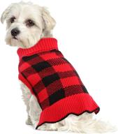 idomik dog sweater dress: cozy plaid turtleneck sweaters for small to medium dogs - winter warmth with leash hole and xmas coat логотип