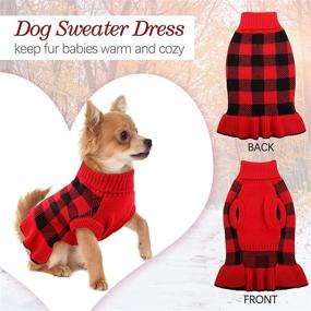 img 3 attached to IDOMIK Dog Sweater Dress: Cozy Plaid Turtleneck Sweaters for Small to Medium Dogs - Winter Warmth with Leash Hole and Xmas Coat