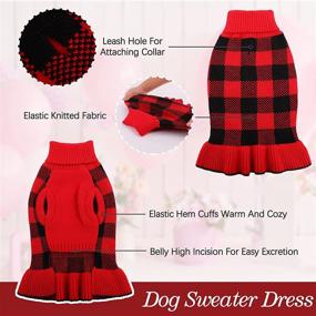 img 1 attached to IDOMIK Dog Sweater Dress: Cozy Plaid Turtleneck Sweaters for Small to Medium Dogs - Winter Warmth with Leash Hole and Xmas Coat