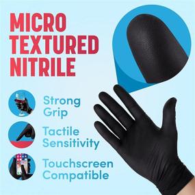 img 3 attached to 🧤 Black Nitrile Gloves, Extra-Thick 4 Mil: Latex-Free, Powder-Free, Box of 100 - Exceptional Strength & Durability!