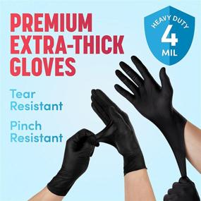 img 2 attached to 🧤 Black Nitrile Gloves, Extra-Thick 4 Mil: Latex-Free, Powder-Free, Box of 100 - Exceptional Strength & Durability!