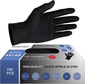 img 4 attached to 🧤 Black Nitrile Gloves, Extra-Thick 4 Mil: Latex-Free, Powder-Free, Box of 100 - Exceptional Strength & Durability!
