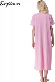 img 3 attached to Women'S 100% Cotton Nightgowns By Keyocean - Soft & Comfy Short Sleeves Sleepwear!