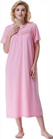 img 4 attached to Women'S 100% Cotton Nightgowns By Keyocean - Soft & Comfy Short Sleeves Sleepwear!