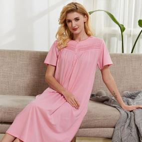img 1 attached to Women'S 100% Cotton Nightgowns By Keyocean - Soft & Comfy Short Sleeves Sleepwear!