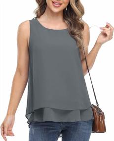 img 1 attached to Double-Layered Chiffon Tank Top For Women - Sleek And Casual Tunic Blouse By Jouica