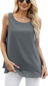 img 3 attached to Double-Layered Chiffon Tank Top For Women - Sleek And Casual Tunic Blouse By Jouica