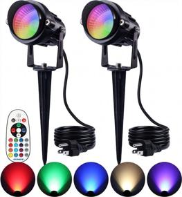 img 4 attached to Transform Your Outdoor Space With SUNVIE RGB Color Changing Spotlights: Remote Controlled Waterproof Lighting For Yard, Garden & Patio Decoration - 2 Pack