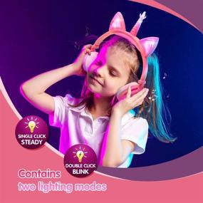 img 2 attached to 🦄 ONTA Kids Headphones: Unicorn Cat Ear Headphone with LED Lights for Travel, Foldable Wired On-Ear Headphones - Perfect Birthday Gift for Children, Boys, and Girls!