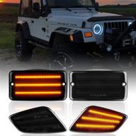 🚦 gempro led fender side marker lights bumper turn signal lamps kits for 1997-2006 wrangler tj 55155629ac 55155628ac, smoked lens, pack of 4 logo