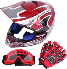 img 4 attached to Sange DOT Youth Kids Offroad Helmet Motocross Helmet Dirt Bike ATV Motorcycle Helmet Gloves Goggles Compliant With FMVSS 218(Red