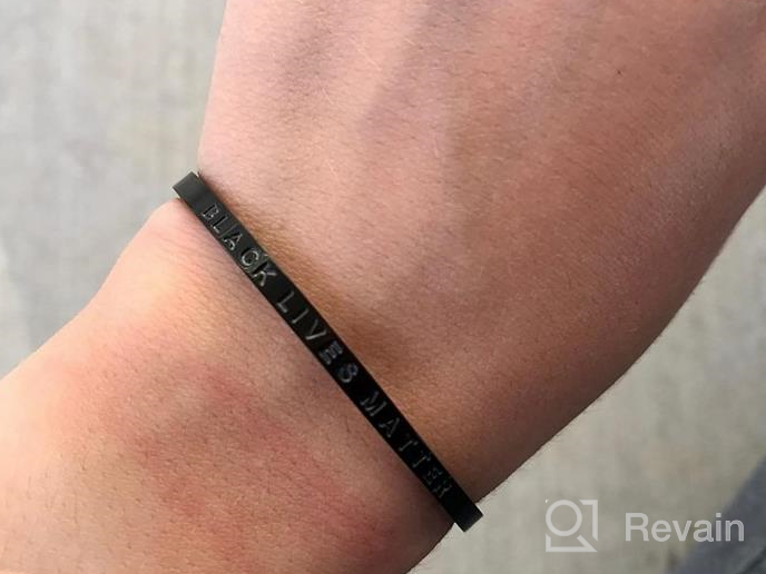 img 1 attached to 🖤 MADIBELLA Adjustable BLM Stainless Steel Cuff Bracelet - Luxury Inspirational Hand Stamped Bangle - Black Lives Matter Design - Suitable for Kids and Adults review by Committed Schmidt