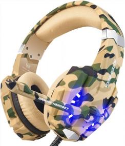 img 4 attached to Camo BENGOO Stereo Gaming Headset - Noise Cancelling, LED Light, Bass Surround, Soft Memory Earmuffs For PS4, PC, Xbox One And More