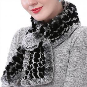 img 2 attached to Winter Rabbit Fur Scarf For Women By Valpeak - Knitted Neck Warmer For Cold Weather, Fuzzy And Fluffy With Real Fur