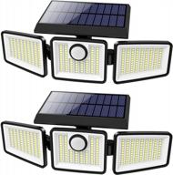 solar outdoor lights - motion sensor outdoor lights with 3 heads reflector wireless illumination security flood lights with 270° wide angle,ip65 waterproof,wall light for garden patio garage logo
