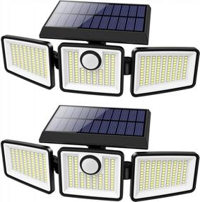 img 4 attached to Solar Outdoor Lights - Motion Sensor Outdoor Lights With 3 Heads Reflector Wireless Illumination Security Flood Lights With 270° Wide Angle,IP65 Waterproof,Wall Light For Garden Patio Garage