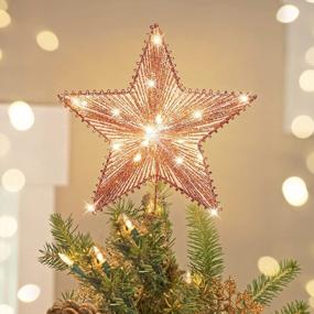 img 4 attached to Блестящая 3D-звезда из розового золота со светодиодной подсветкой - идеально подходит для украшения рождественской елки и праздничного сезонного декора, Luxspire