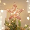 rose gold glitter 3d star tree topper with led lights - perfect for christmas tree decoration and festive seasonal decor, luxspire logo