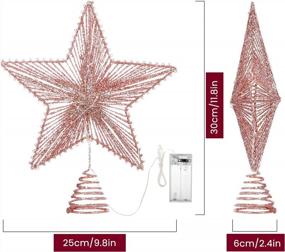 img 2 attached to Блестящая 3D-звезда из розового золота со светодиодной подсветкой - идеально подходит для украшения рождественской елки и праздничного сезонного декора, Luxspire
