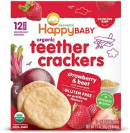 happy baby organics organic teether crackers: gluten-free strawberry & beet with amaranth – 0.14 oz, 12 count (pack of 6) logo