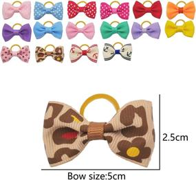 img 2 attached to 🦋 50 Pieces of Butterfly Dog Hair Bows in 25 Assorted Colors - Elastic Hair Bands for Dogs and Cats - Pet Hair Accessories with Rubber Bands