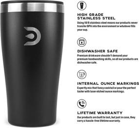 img 1 attached to DrinkTanks Insulated Pint Cup: The Perfect Stainless Steel Tumbler For Coffee, Beer, Cocktails, Wine, & Kombucha (16 Oz, Obsidian)