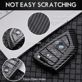 img 1 attached to 🔑 DOHON Carbon Fiber BMW Key Fob Cover - 4 Button Keyless Entry Remote Case Holder, Glossy Black