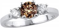 voss+agin 14k white gold 3 stone genuine champagne diamond & white diamond side stones ring logo
