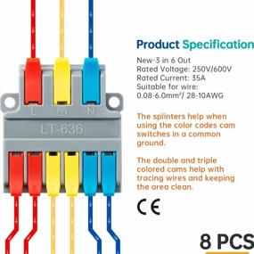 img 2 attached to 8-Pack GKEEMARS Lever Wire Connectors With Quick Splice Technology For 6 Outgoing Conductors - Cable Clamp Terminal Blocks