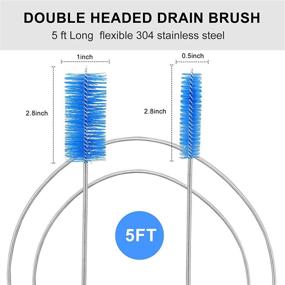 img 2 attached to 🧹 5ft Long Flexible Drain Brush Cleaner Kit - Elastic Double Head Nylon Cleaning Brushes + 3pcs 10” Straw Brush for Aquarium Water Filter Pipe Hose Air Tube Fish Tank Tub Sinks Glass Vase - Enhanced SEO