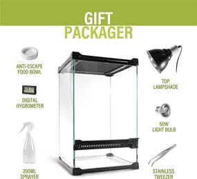 img 1 attached to Mini Front Open Door Reptile Tall Glass Terrarium: Vertical Starter Kit, 8x8x12in Cage for Small Chameleon Snake Lizard Amphibians Geckos Frogs, Full View Screen Ventilation Enclosure