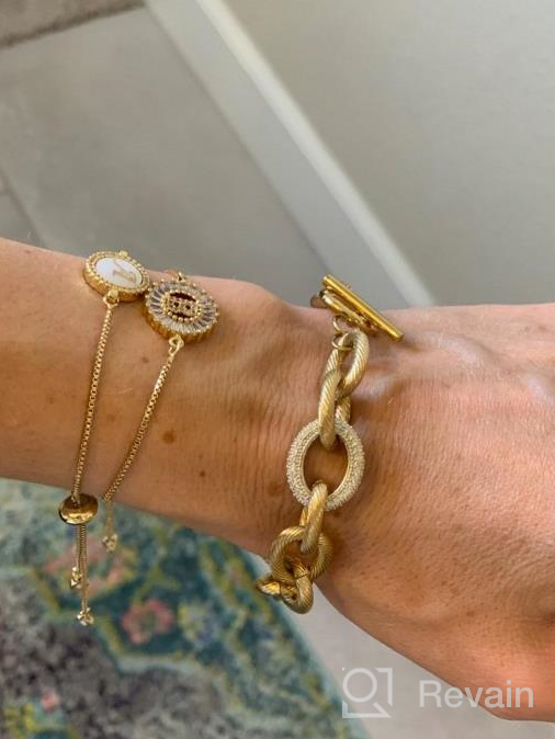 img 1 attached to Chunky CZ Cuban Curb Link Bracelets For Women In Gold, Silver And Rose Gold Plated Stainless Steel With Adjustable Extenders And Round Disc Charm review by Ryan Pollock