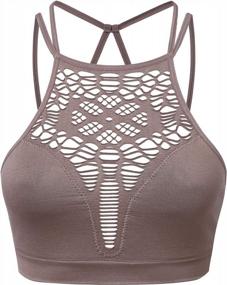 img 4 attached to Floral Cutout Bralette For A-B Cups: Comfort And Style Combined In Joyaria'S High Neck Seamless Design